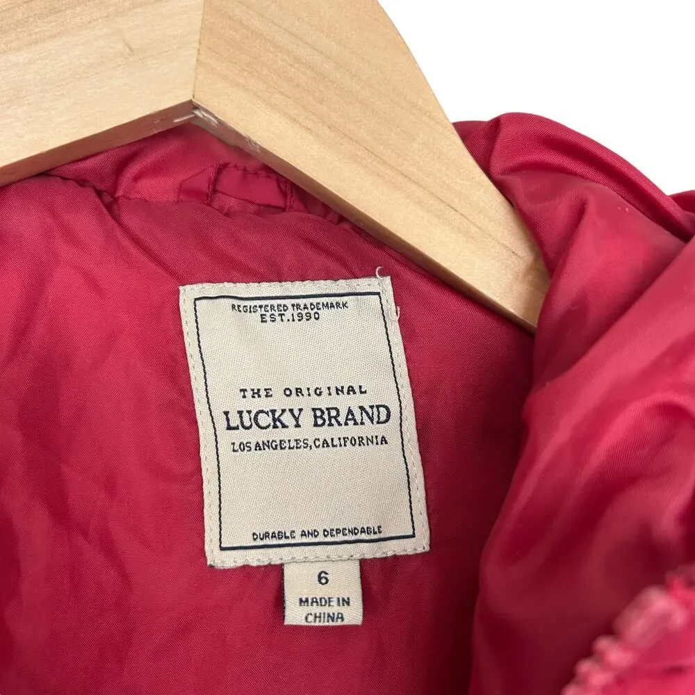 Lucky Brand Red Gray Winter Jacket Sz 6 Boys